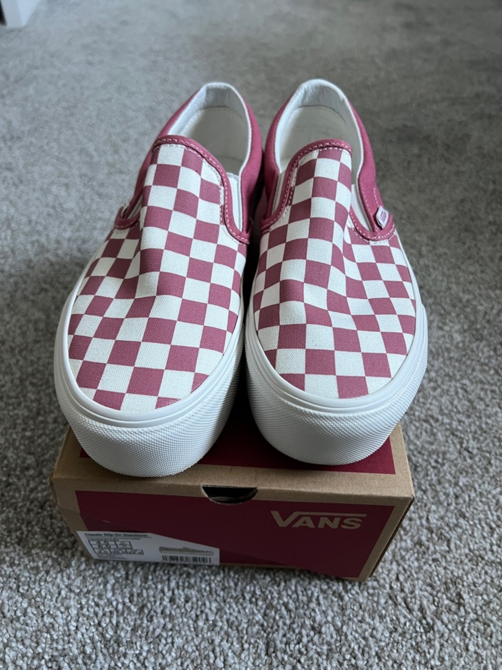 Vans Pink and White Checkerboard Platform Slip-Ons - Picture 2 of 3